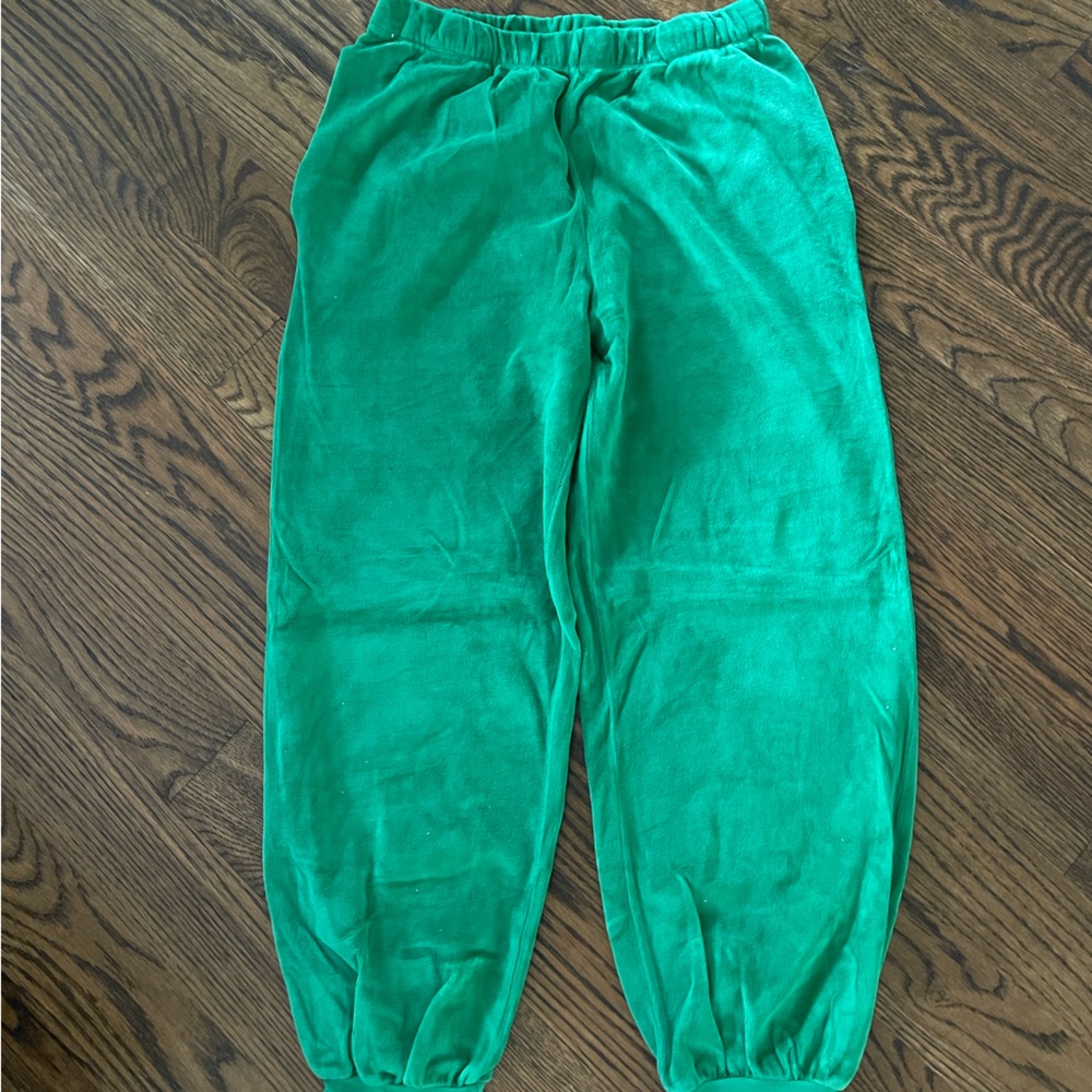 Suzie Kondi green velour sweat pants